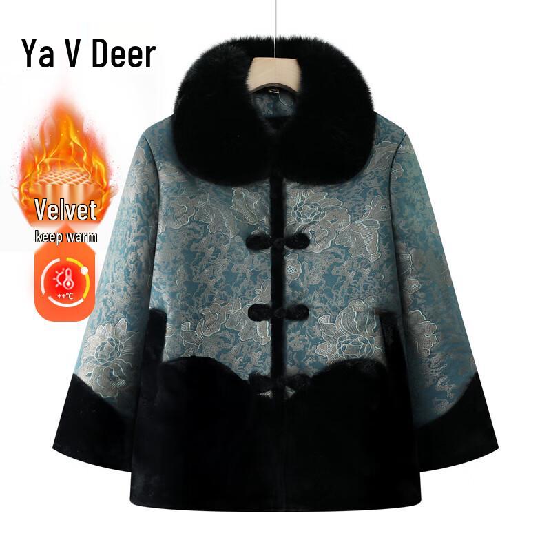 Yalu Women s Plush Lined Winter Padded Jacket for Seniors 3XL