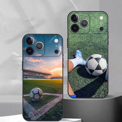 Football Sport Soccer Phone Case For iPhone 17,16,15,14,13,12,11 Plus,Pro Max,XS,Soft Silicone Black Cover