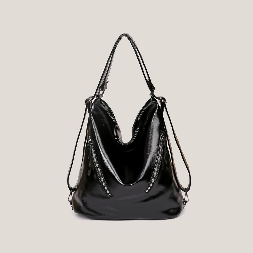 Soft Leather Shoulder Bag for Women Multi-purpose Crossbody Purse and Backpack Handbag