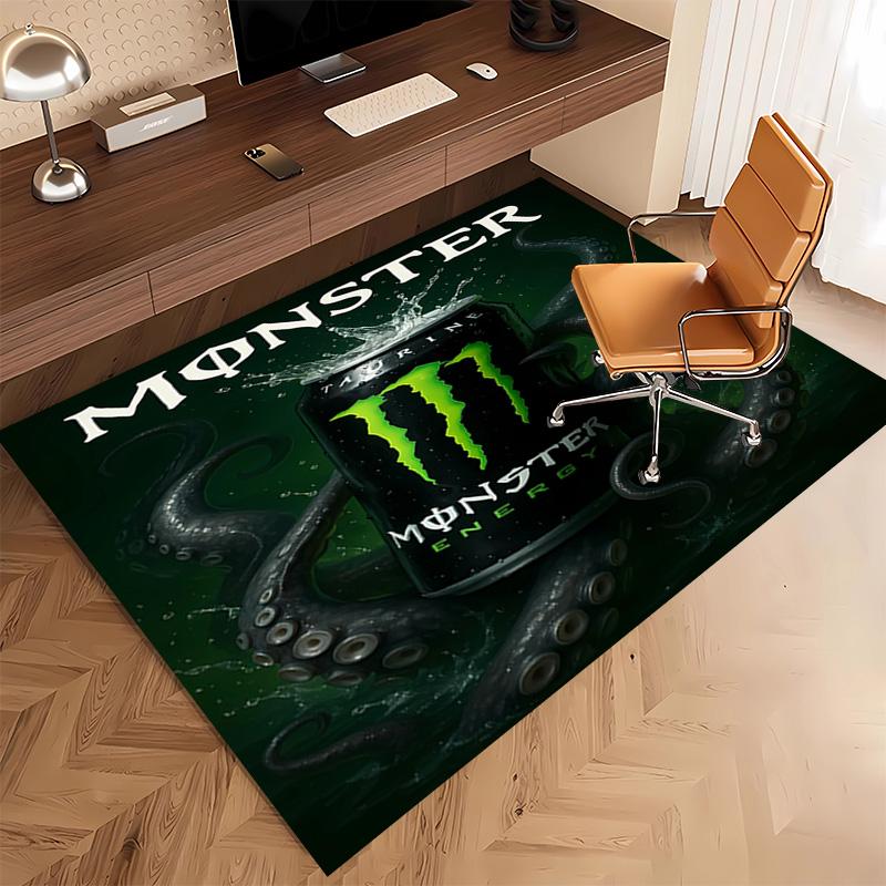 1 Stück Monster Energy LOGO Druck Teppich - Weich, Waschbar, Rutschfest, Indoor-Matte, Wohnzimmer, Home-Office Dekorativer Teppich, Büro Dekoration
