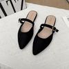 Slippers women wear 2025 new summer fashion versatile flat bottom bag head soft leather lazy Internet celebrity pointed half slippers