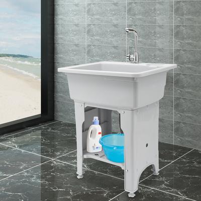 Multi-Functional Laundry Tub, Adjustable Height Plastic Laundry Sink with Washboard, for Laundry Room, Garage, Bathroom, Kitchen