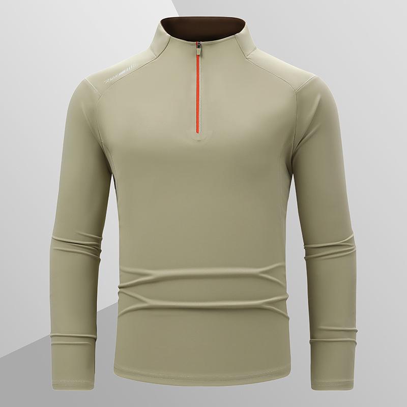 Men S Quick Dry Half Zip Long Sleeve Stand Collar Sports T Shirt