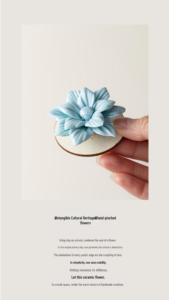 Xichun Handcrafted Ceramic Flower Spinner Incense Burner - Cultural Ornament for Desktop & Tea Table Decor