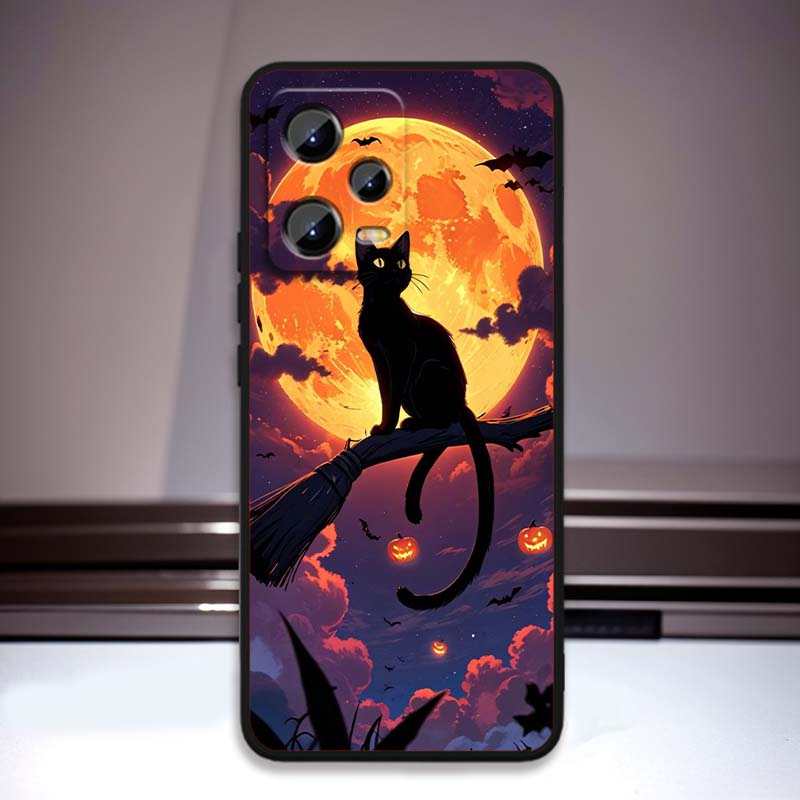 Cartoon Cat Cute For Xiaomi Redmi Note 15 14 13 12 12S 11E 11 11S Pro Plus 4G 5G Black Soft TPU Phone Case
