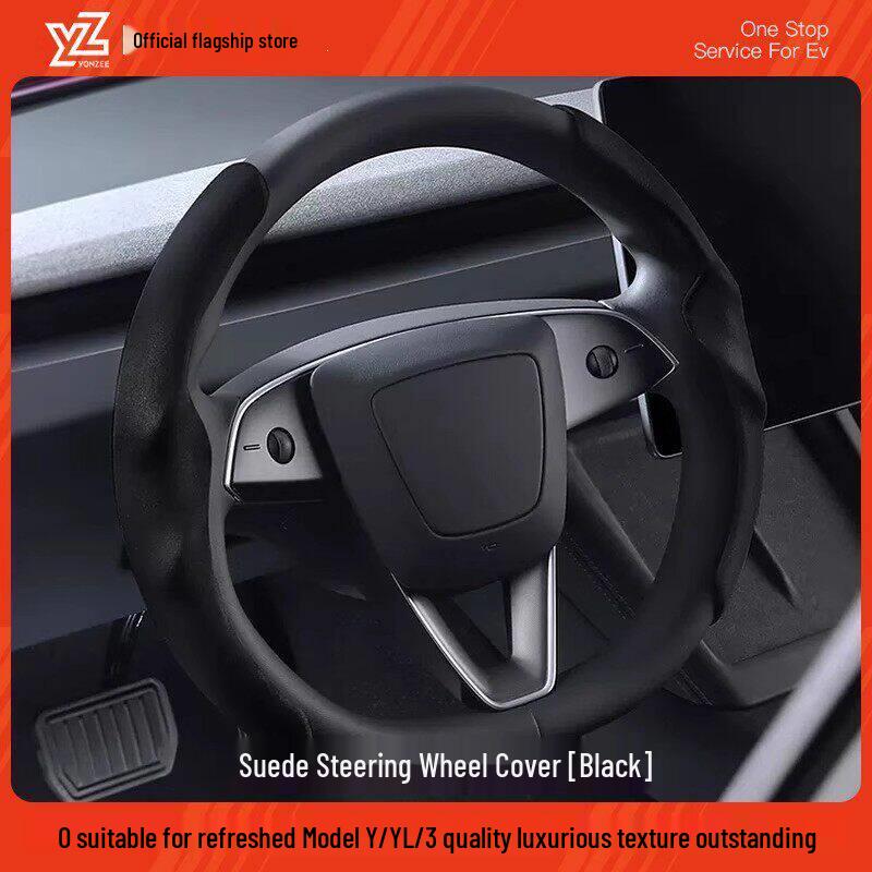 YZ Refresh Version Steering Wheel Cover for Tesla Model 3/Y - Winter White Decoration
