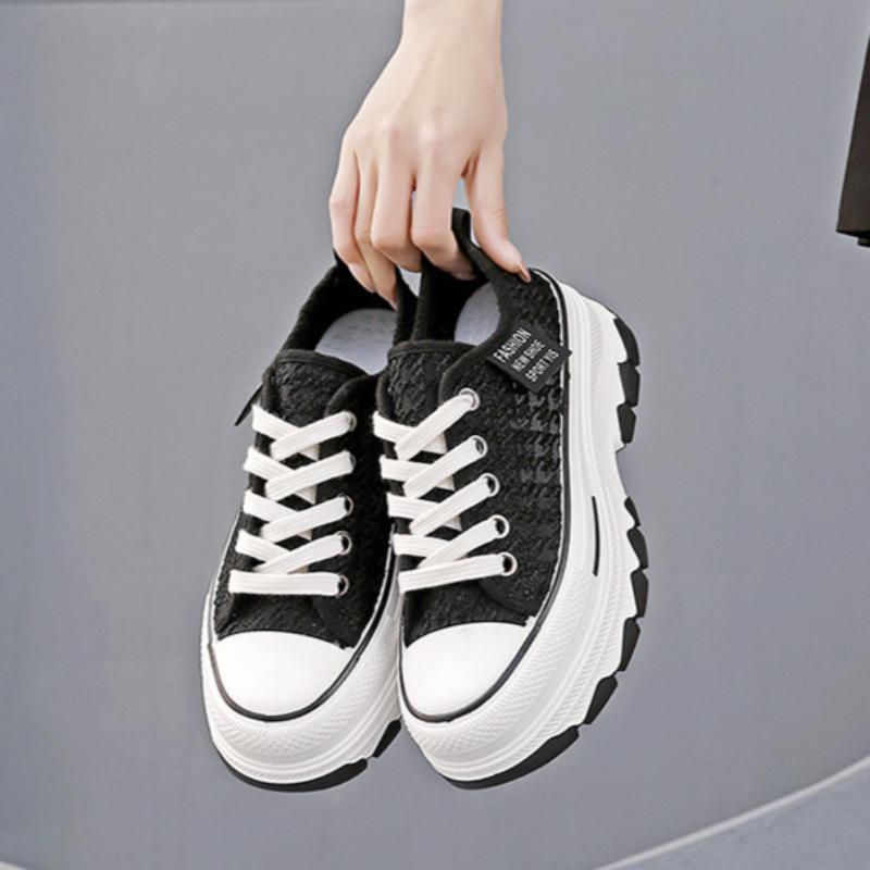 Thick-soled Platform Canvas Shoes for Women Summer Breathable All-match Casual Sneakers