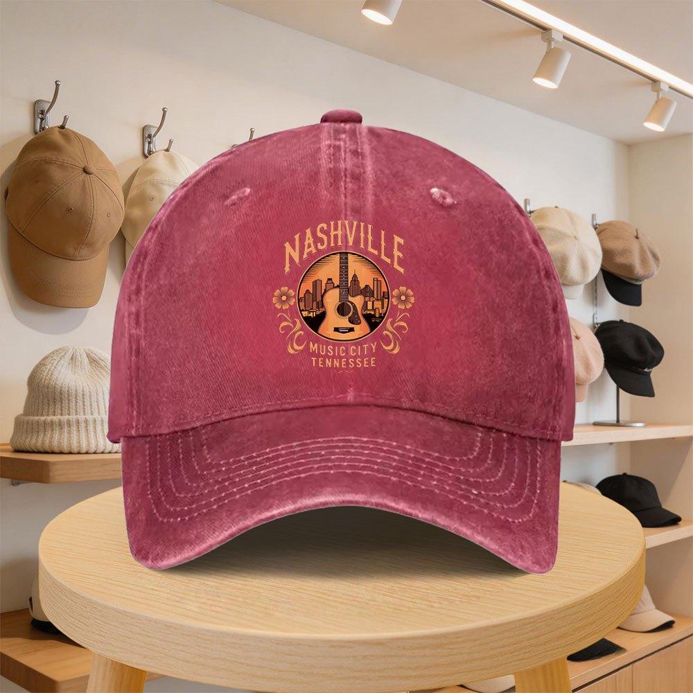 Unisexs Nashville Guitar Country Music Baseball Cap Adjustable Casual Hat for Spring Autumn Outings Travel Beach