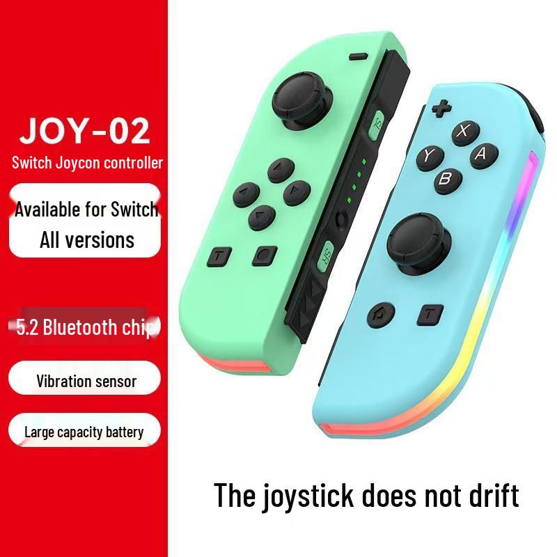 Colorful RGB Switch Joy-Con Left & Right Controllers with Wake-Up, Bluetooth 5.2, Vibration, and Motion Control.