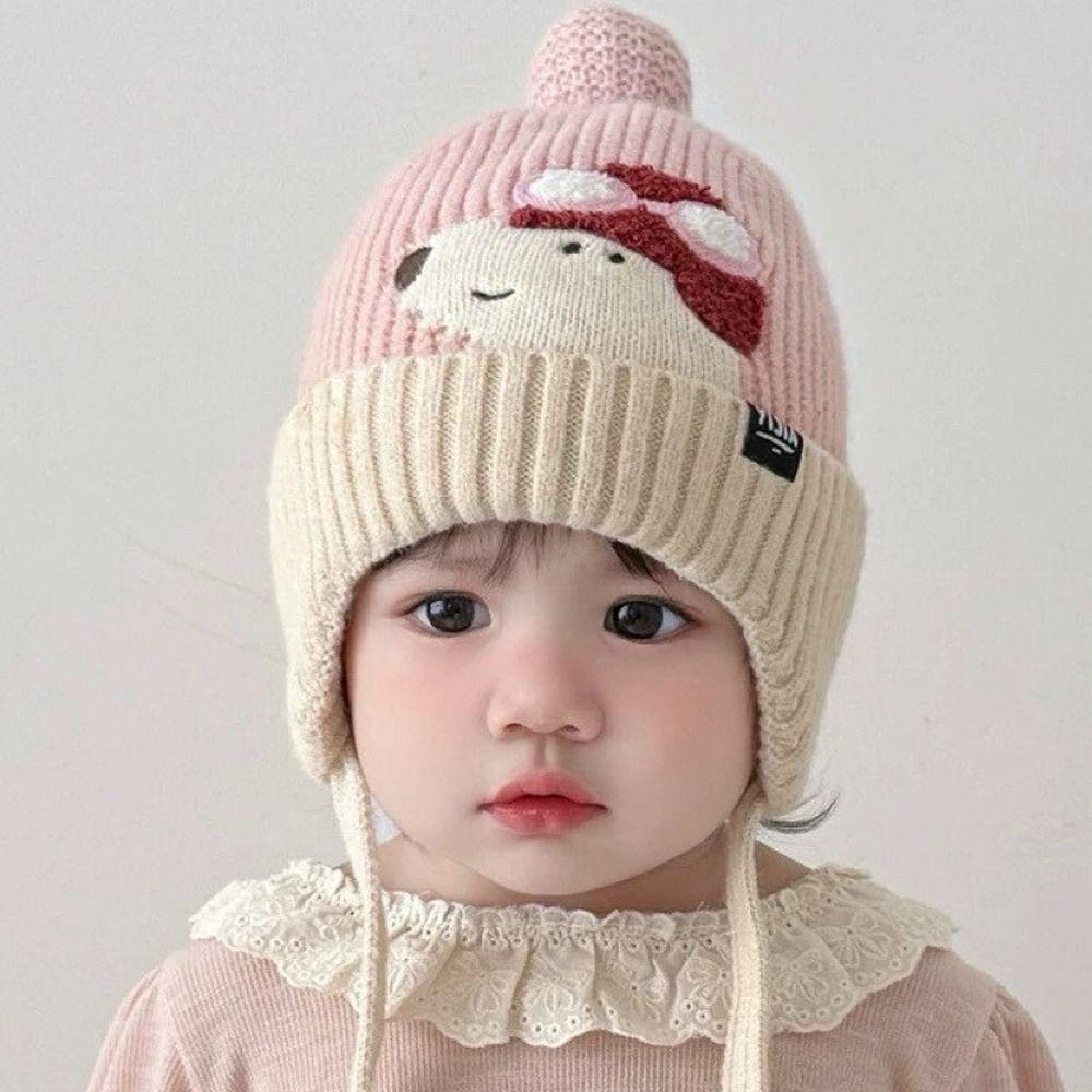 Cold Proof Children Hat Cute Cartoon Warm Knitted Hat New Ear Protection Hat  Children