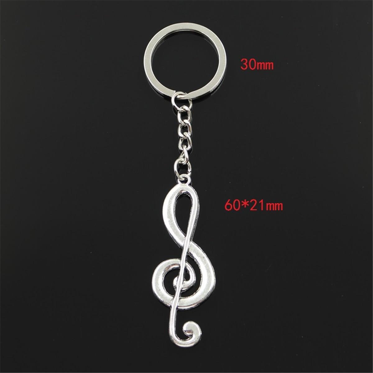 

Модная музыкальная нота 60x21 мм кулон 30 мм брелок для ключей металлическая цепочка серебряного цвета для мужчин автомобильный подарок сувенирный брелок