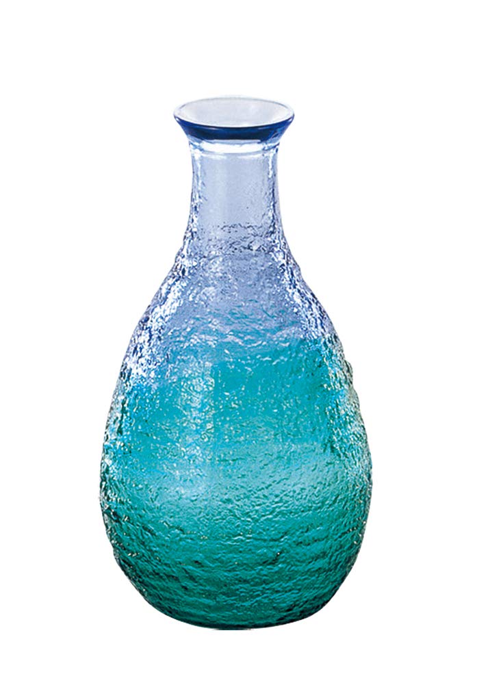 Toyo Sasaki Glass Sake Bottle Carafe, Coral Sea, Blue-Green, 290ml, Made in Japan, WA165CB/EG