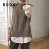 New Women Sweater Oversizes Vest O-neck Sleeveless Pullover Knitted Vest Office Lady Temperament Casual Chic Vest Coat  Winter