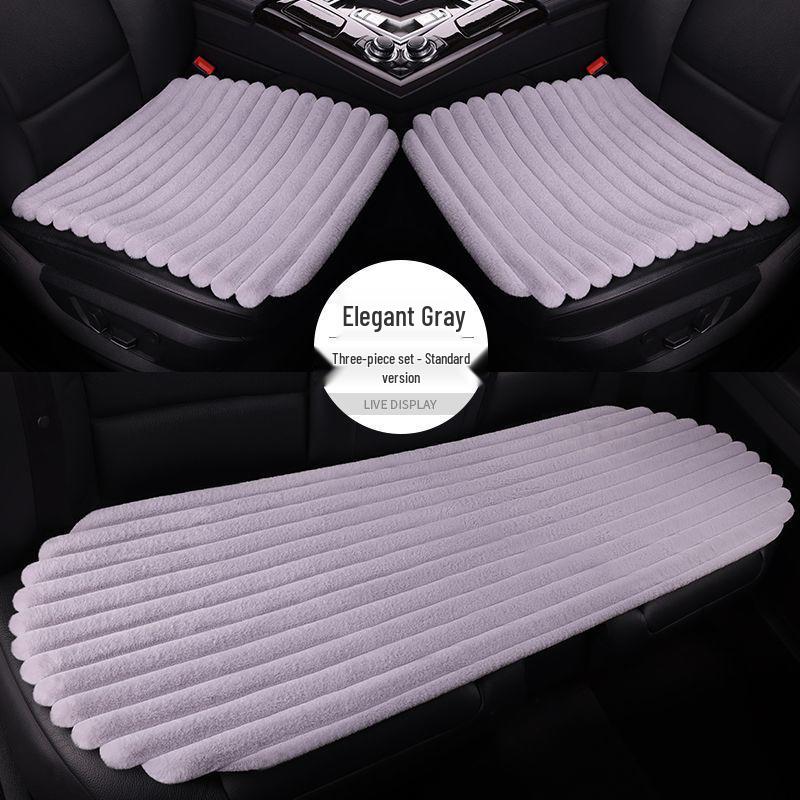 Universal Heated Winter Bamboo Plush Car Seat Cushion Set - Non-slip, Thickened, Three-piece for Warmth and Comfort