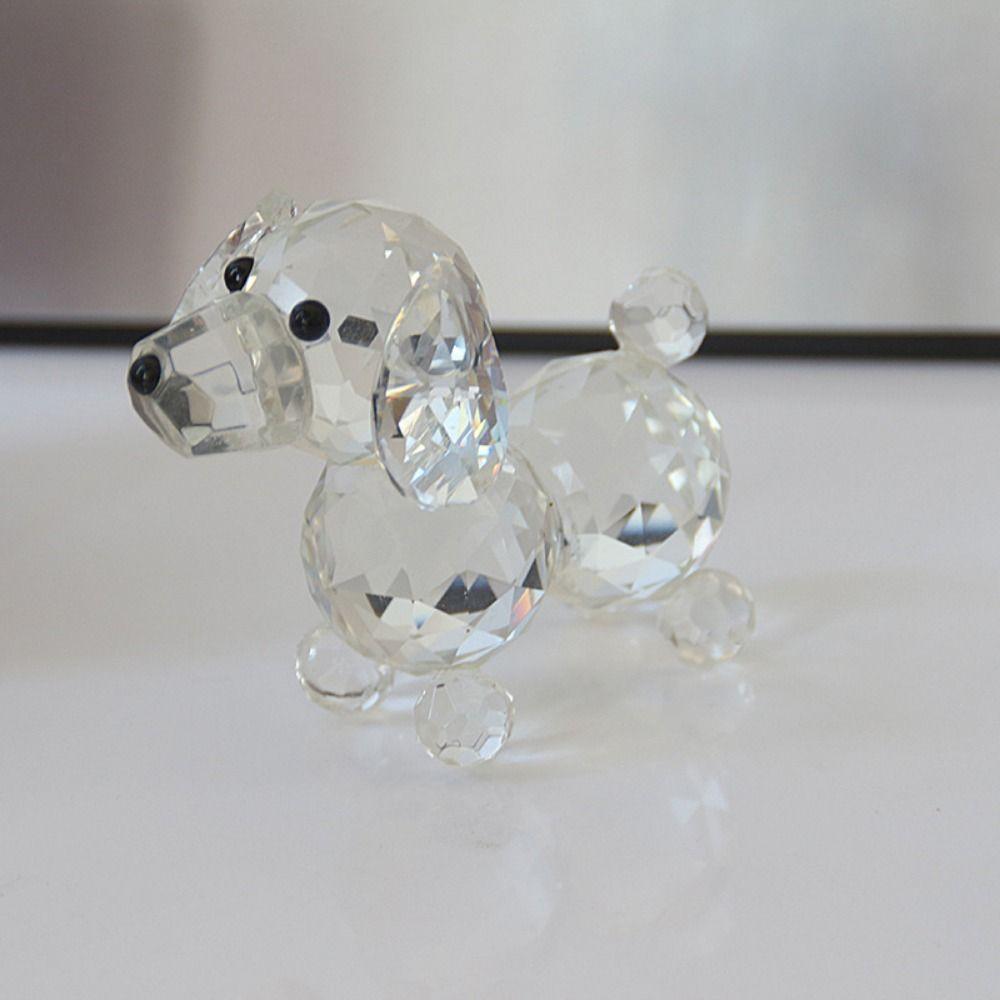 3D Clear Dog Ornament Cute Animal Figurine Funny Crystal Dog Statue Office