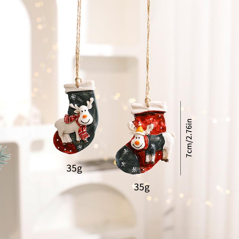 Snowman And Santa Christmas Resin Decor Figures Pendant For Holiday Celebration