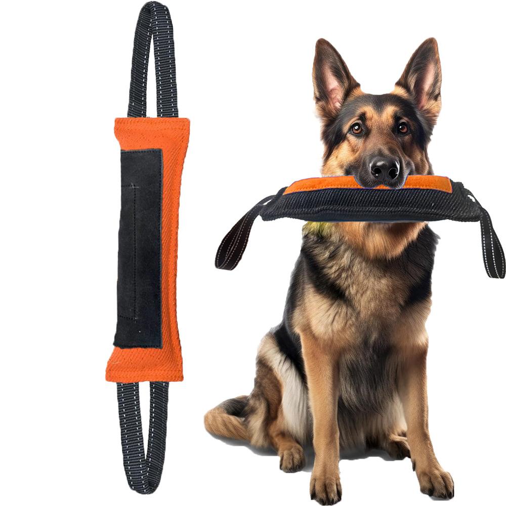 Hundetraining Beißstange reißfestes Tuch aufgenähtes Leder interaktives Tauziehen Haustierspielzeug Hundetraining Zubehör für draußen