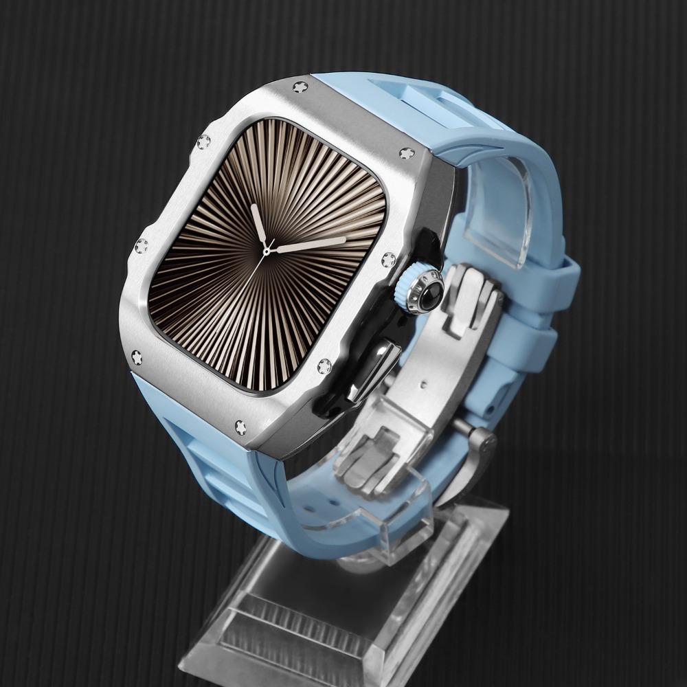 

Набір ремінців з нержавіючої сталі+фторкаучуку для Apple Watch Ultra 3 2 1 49 мм Розкішний комплект для модифікації для iwatch Серії 11 10 46 мм 42 мм Series 11 10 42mm