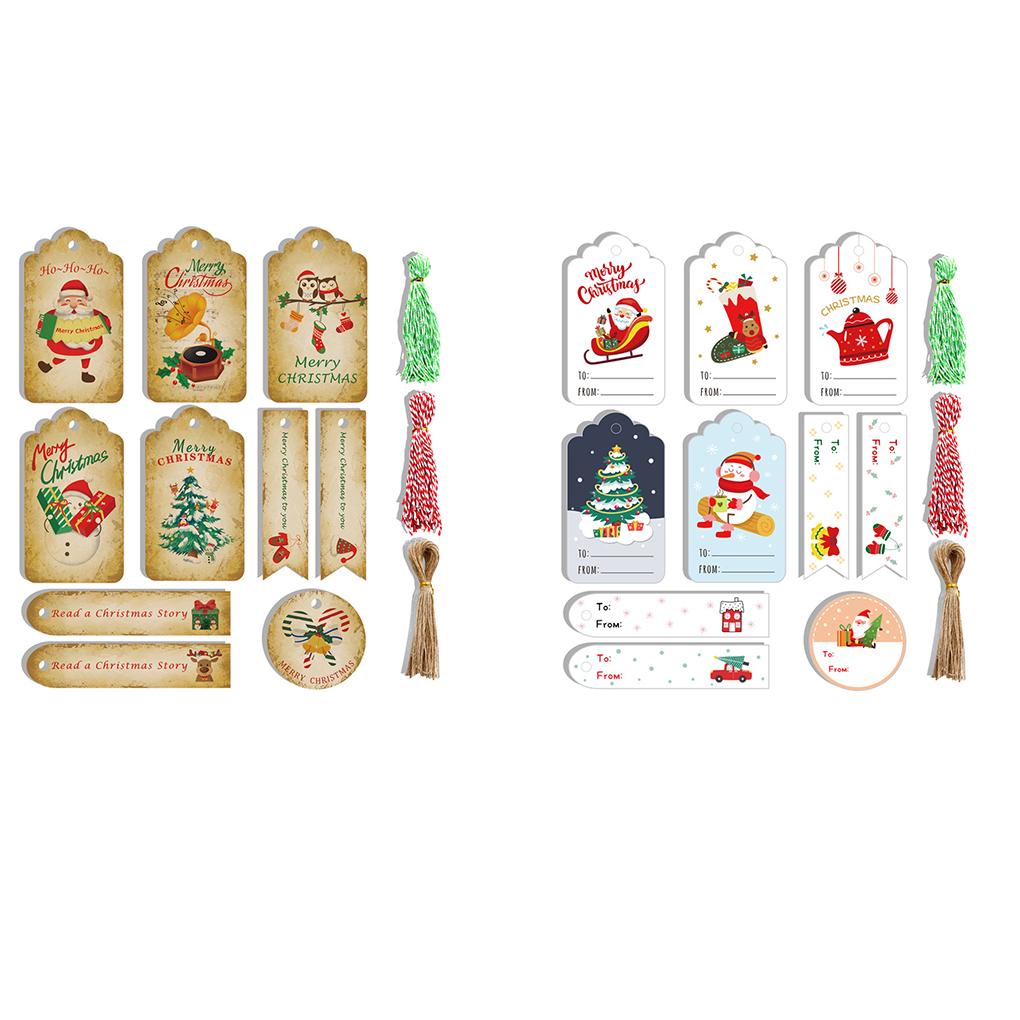150 Pieces Christmas Packing Bags Hanging Tags with Ropes Kraft Paper Labels DIY Decoration Winter Festival Wrapping Accessories