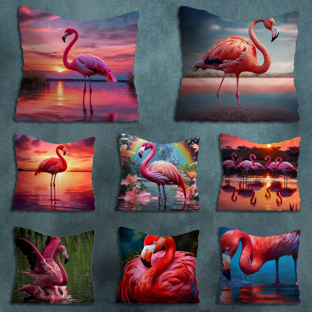 Cute Animal Flamingo Various Sizes Square Pillow Case For Car Home Bedchamber Decor Birthday Gift