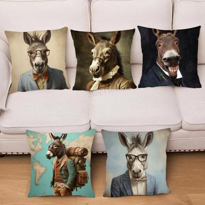 1 Stück Abstrakt Lustiges Tier Esel Kissenbezug Quadrat Schlafzimmer Sofa Freizeit Komfort Kissen Auto Wohnzimmer Heimdekoration