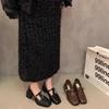 Retro T-shaped Mary Jane Shoes Women's 2025 Autumn and Winter New Temperament Women's Shoes Thick Heel Thick Heel Shoes
