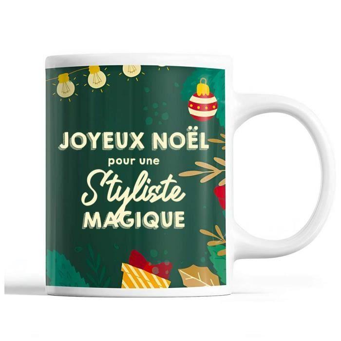 Mug - Noël Styliste femme - Vert - 325 ml - Résistant lave-vaisselle et micro-onde