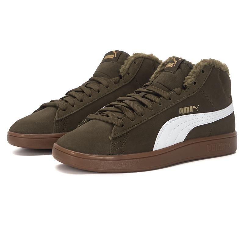 Puma Smash V2 Mid Wtr Sd Comfortable High-Top Sneakers Unisex Sneakers White Green 375870-04
