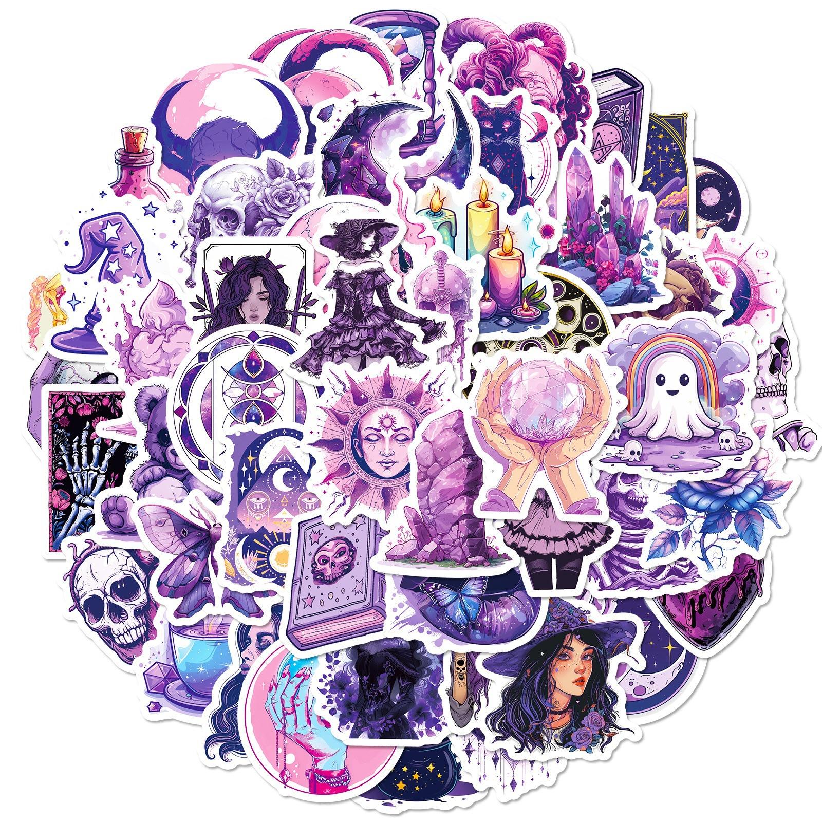 

50 Skeletons Purple Gothic Stickers Purple Gothic Skeletons Thriller Character Stickers
