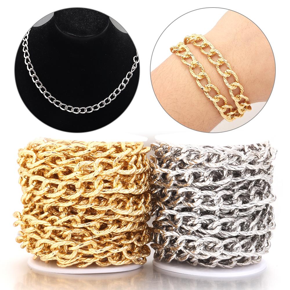 5 Yards/Rolle Aluminiumketten Gold Silber Farbe Metallstreifen Glieder Großhandelsketten Für Schmuckherstellung DIY Armband Halskette Zubehör