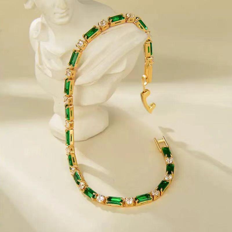 Women's Luxury Green Phantom & White Crystal Tennis Bracelet