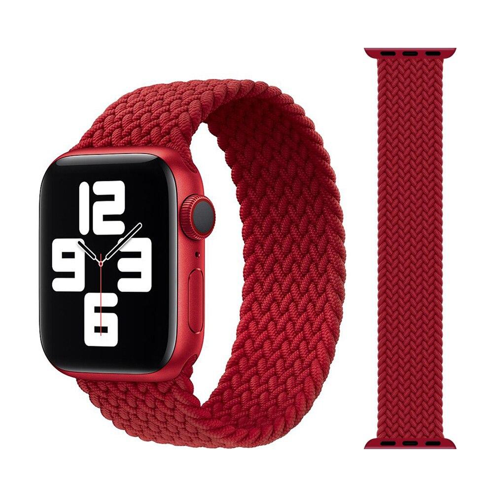 Fabric Braided Solo Loop Nylon Strap For Apple Watch 7 6 Band 44mm 40mm 38mm 42mm 41mm 45mm Elastic for iWatch Series 6 SE 5 4 3