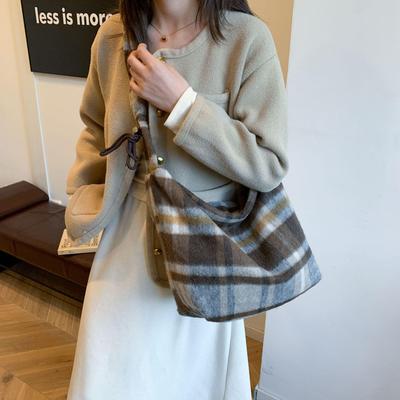Bolso Tote Cuadros Estampado Leopardo Coreano 2025: Bolso Casual Grande para Mujer bajo el Brazo con Correa de Hombro con Cordón Estilo Perezoso.
