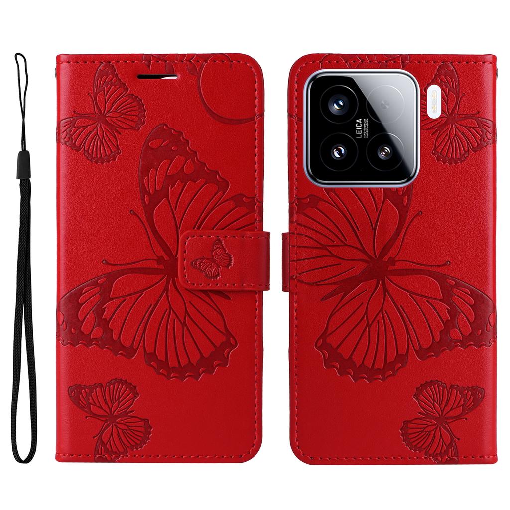 For Xiaomi 15 Wallet Case Floral Butterfly Imprinted Leather Phone Cover Stand