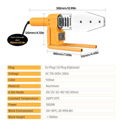 Plastic Pipe Welding Machine Socket Fusion Welder with Double Heat Dissipation 6 Die Heads 20 25 32 40 50 63mm