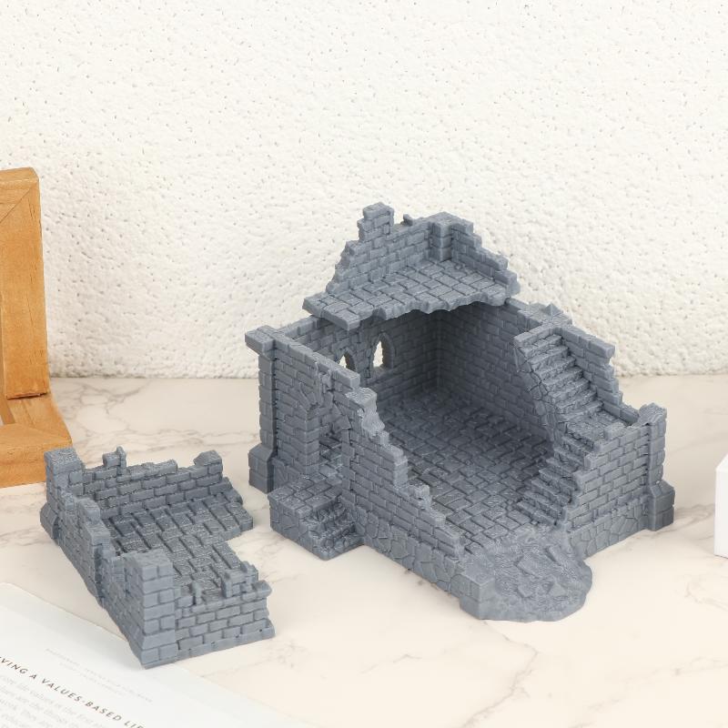 Gothic Building Ruins Terrain Scenery Unpainted Miniature Building Model 3D Printed Wargaming Terrain Scenery Building Ornaments