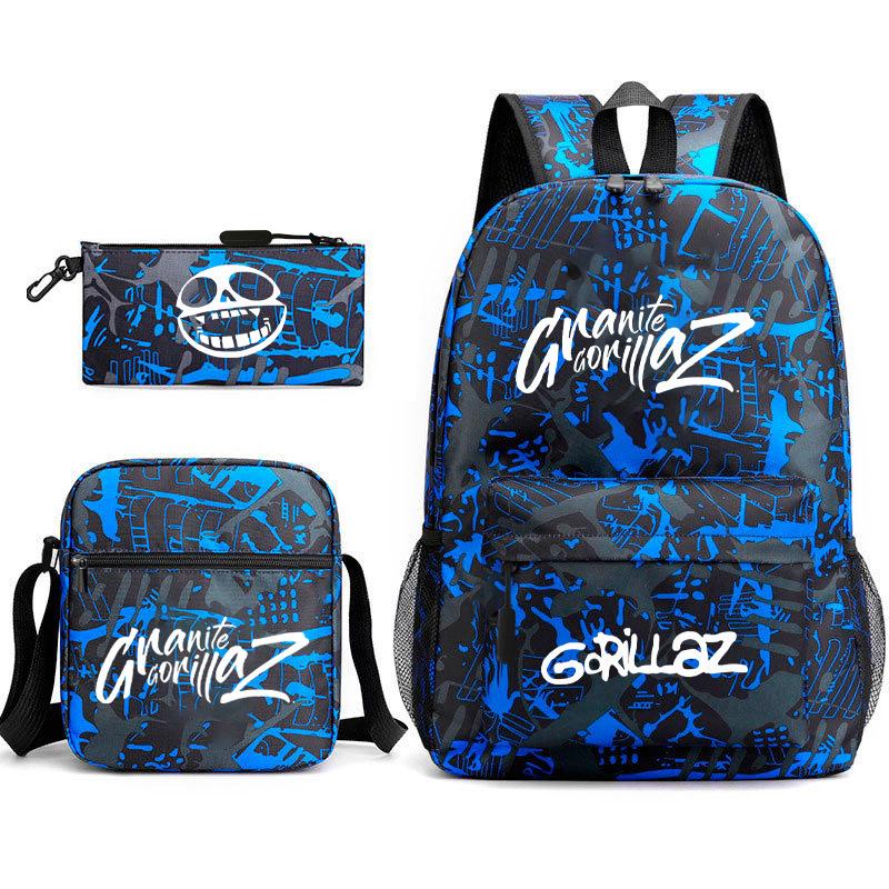 British virtual band trend heat transfer, primary and secondary school students schoolbag Gorillaz children's starry sky three-piece set, teenagers