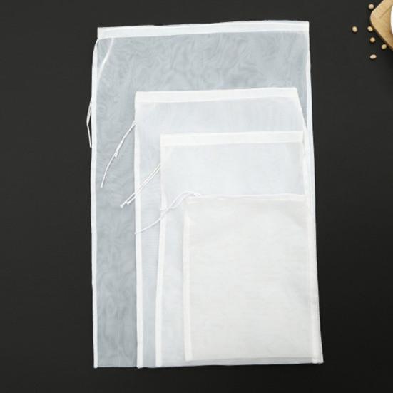 4Pcs Nylon Filter Bag Food-Grade Reusable Mesh Strainer for Nut Milk Cold Brew Coffee Juice Yogurt Strainer Bags Washable Kitchen Helper