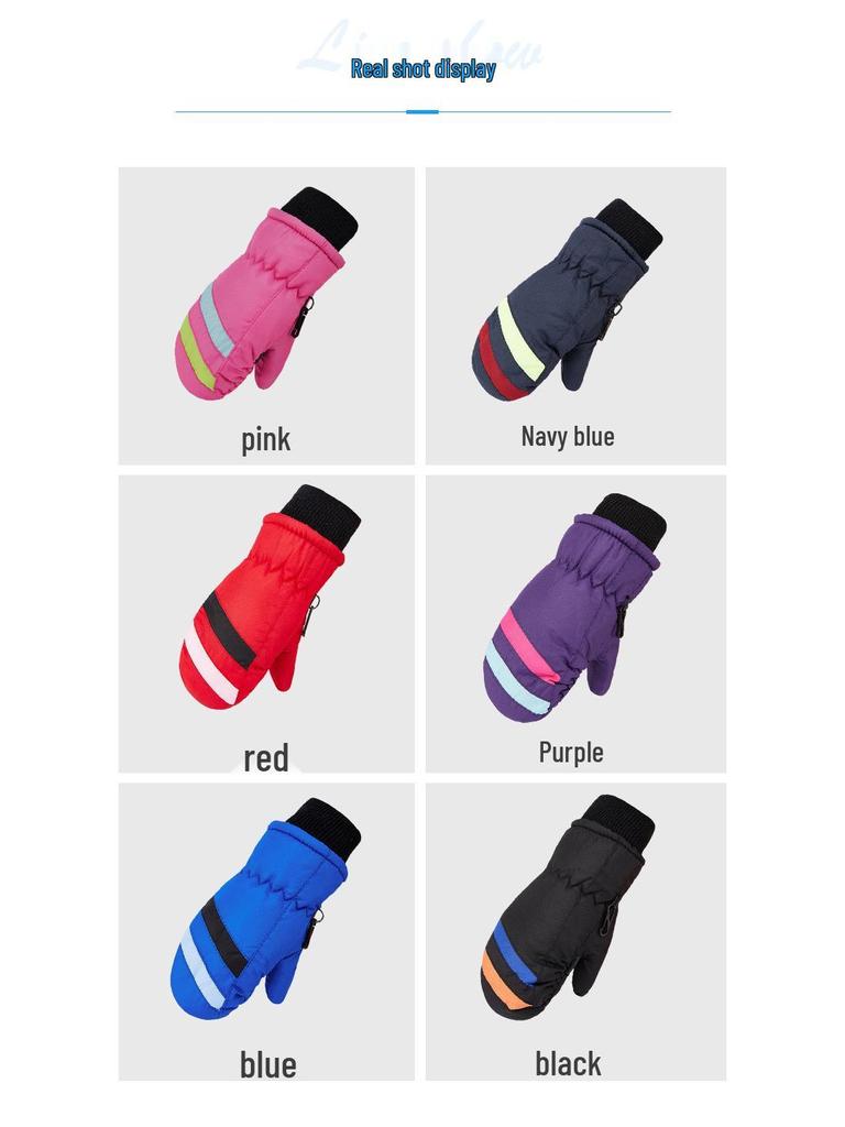 Children's Waterproof Fingerless Winter Cycling Gloves - Warm Ski Gloves for Ages 2-5, Parent-Child Design