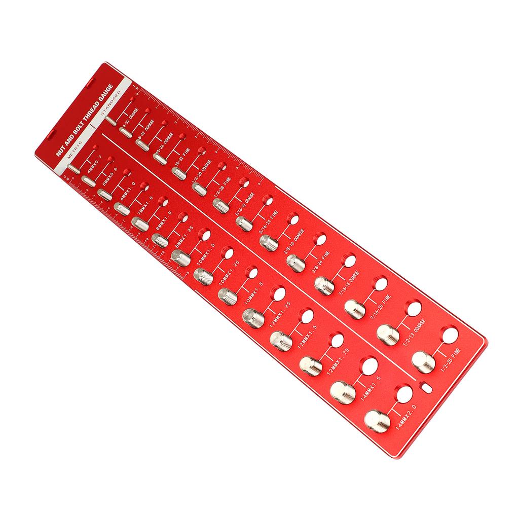 Nut and Bolt Thread Checker 14 Metric 14 Standard Sizes Bolt and Nut Identifier Gauge with 6 Inch