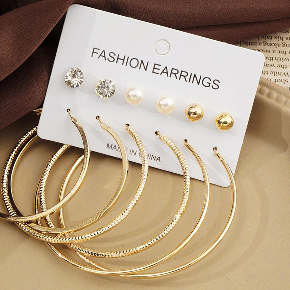 

Набор из 12 штук Стразы Искусственный циркон Декоративные серьги Модные Изысканные Темпераментные Банкетная вечеринка Сплав Циркон Набор золотистый