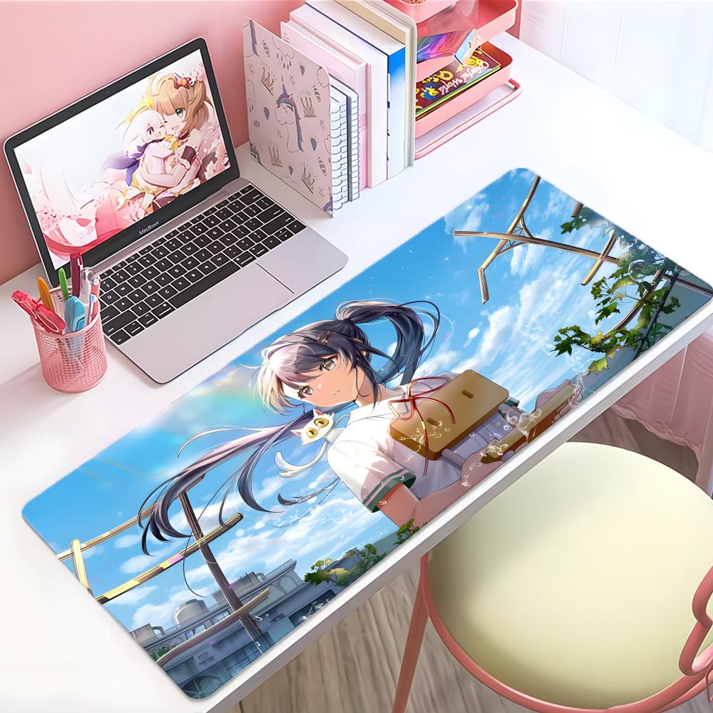 Beautiful Romantic Movie SSuzume Mouse Pad Large Thick Desk Pad Stitched Edges Gaming Mouse Mat For Pc