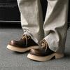Big Head Upturned Head Leather Shoes Men's Platform Heightening Japanese Ins Versatile Commuter Derby Shoes Niche Casual Shoes 9544-J