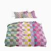 Geometric Colorful Checkerboard 3D Printed Brushed Duvet Cover Set