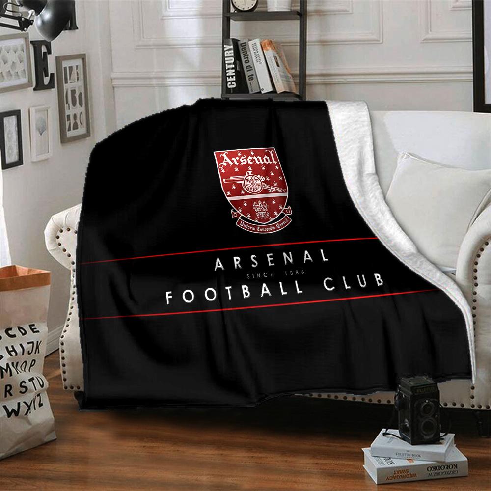 Coperta in Flanella con Stemma dell'Arsenal Football Club, Poliestere Morbido, Design Moderno, Per Tutte le Stagioni per Campeggio, Viaggi, Regali per Feste o Compleanni