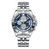 Men Chronograph Watches Stainless Steel Analog Quartz Wrist Watch Waterproof Luminous Date Business Dress Watch for Men