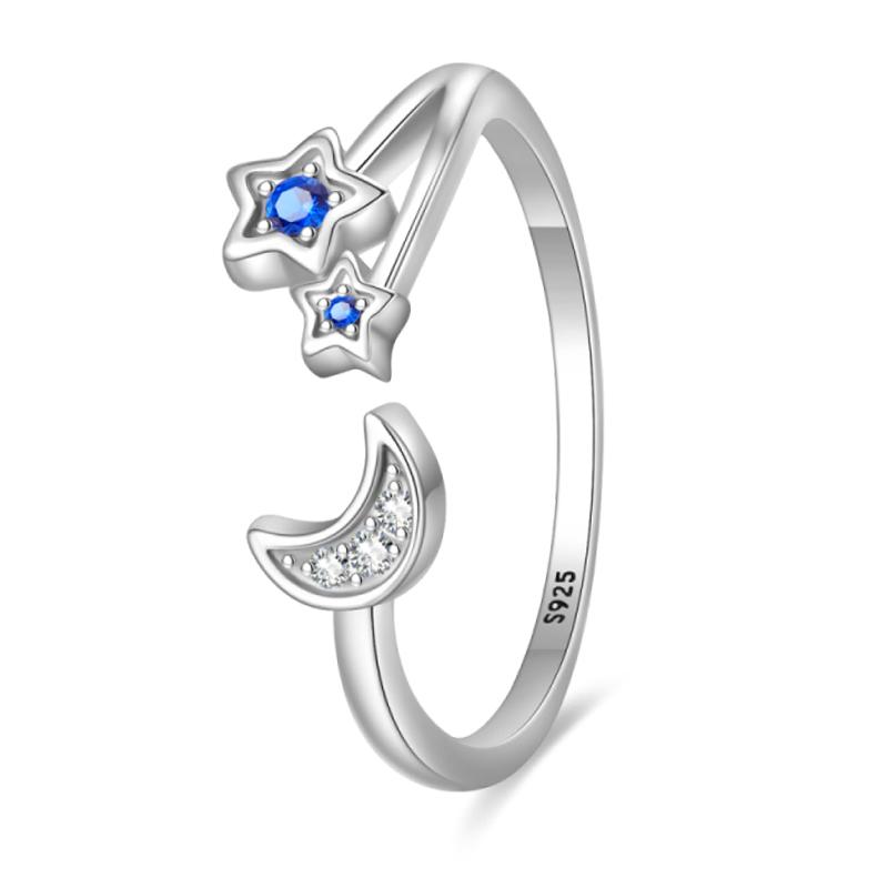 Real 925 Silver Feather Butterfly Flower Sun Moon Animal Design Open Rings Fit For Wedding Party Fine Jewelry