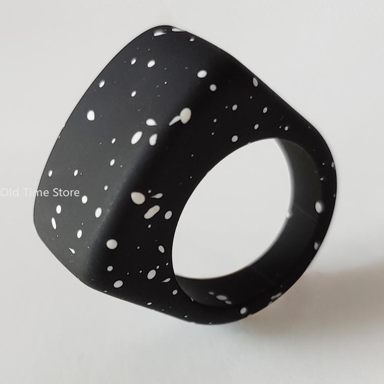 Acrylic Resin Colorful Mixed Block Ring, Unique Unisex Stylish Macrame Band for Men and Women