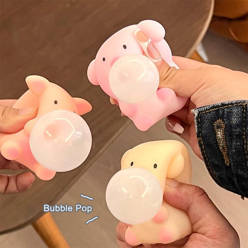 Funny Blow Bubble Capybara Figurine Squeeze Pop Out Toy Stress Toy Novelty Gag Table Toy Decompression Pinch Fidget Toy Kid Gift
