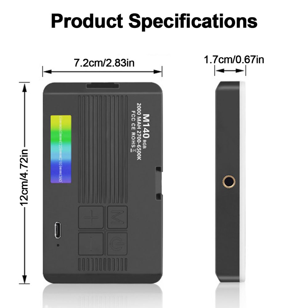 LED Video Light Photo Lighting Studio Rgb Light for Video Smartphone Selfie Fill Lights 2000mAh Battery Photography Accessories